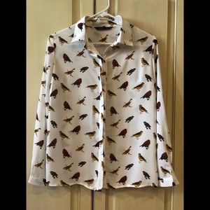 Richcoco Button Down Bird Print shirt